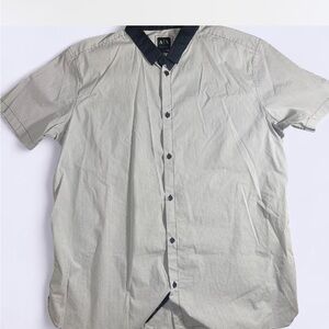 Armani Exchange XXL Men'sPinstriped Dress Shirt Athletic Fit Black/white